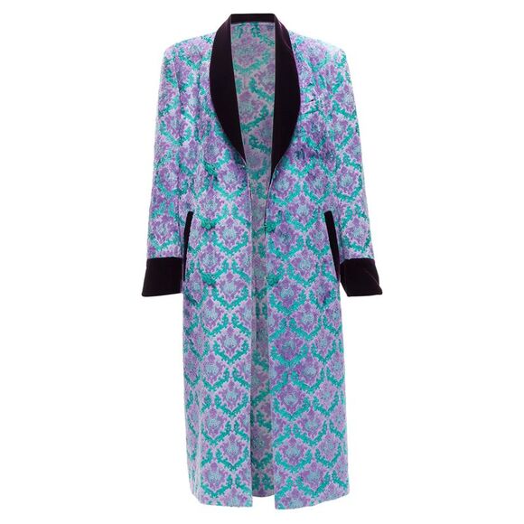 Gvgv tapestry jacquard velvet belted robe coat - Picture 3 of 6